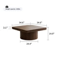 thumbnail image 5 of Mesa de café cuadrada de 34,6'' para sala de estar, tapa de chapa de madera moderna con patrón de parquet y base cilíndrica, mesa engrosada, fácil montaje, 5 of 5