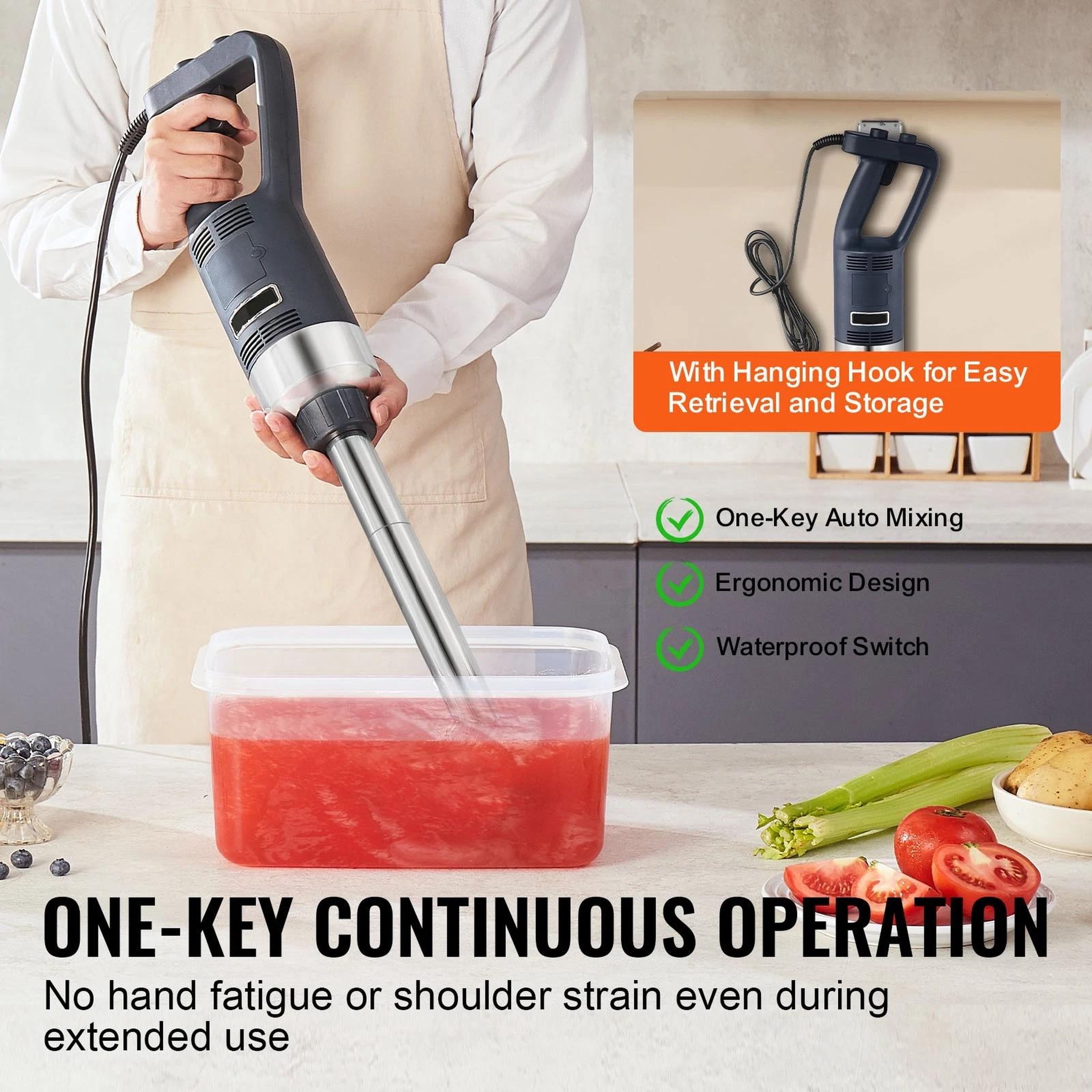 Commercial Immersion Blender 16" Heavy Duty Mixer 500W Variable Speed