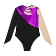 thumbnail image 7 of Aiihoo Kids Girls Shiny Rhinestones Gymnastics Leotard Long Sleeve Ballet Dance Bodysuit Skating Jumpsuit Dancewear Purple 12, 7 of 7