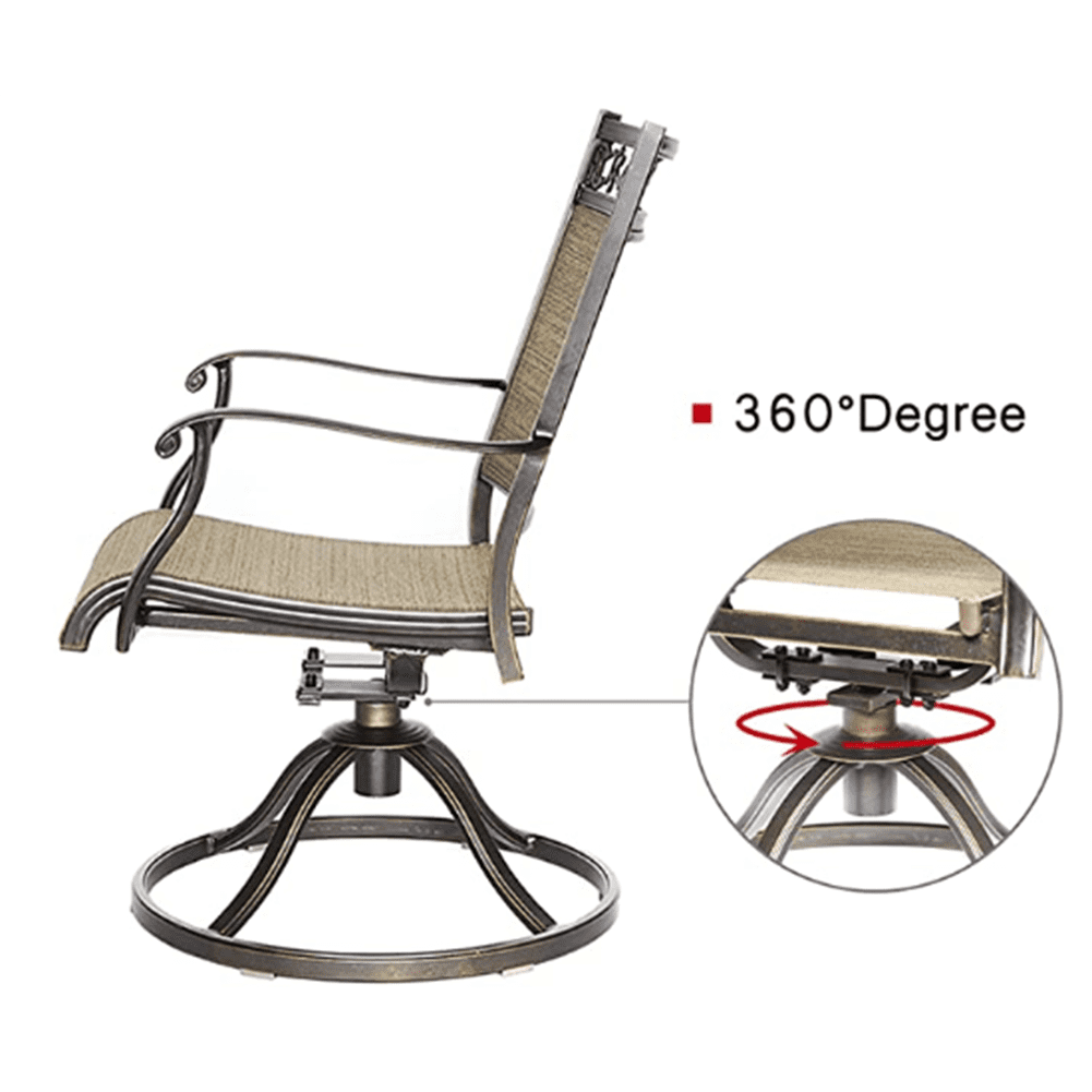 Kepooman Outdoor Bistro Dining Set with Swivel Rocking Chairs for Garden Patio, Set of 3, Black Gold Kepooman Outdoor Bistro Dining Set with Swivel Rocking Chairs for Garden Patio, Set of 3, Black Gold