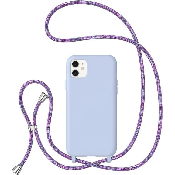 Crossbody Case for iPhone 11,iPhone 11 with Lanyard Strap Protective Case Adjustable Neck Rope Liquid Silicone Soft Cover for iPhone 11 6.1 Inch,Pink