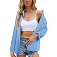 thumbnail image 2 of Womens Sparkly Fringe Button Down Shirt Top Country Concert Nashville Western Cowgirl Outfit Blue M, 2 of 5