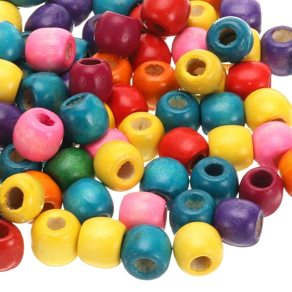 Uxcell 300 Pcs Natural Wooden Beads for Crafts Jewelry, Multi-Colored (12 x 11mm, 5mm Hole)