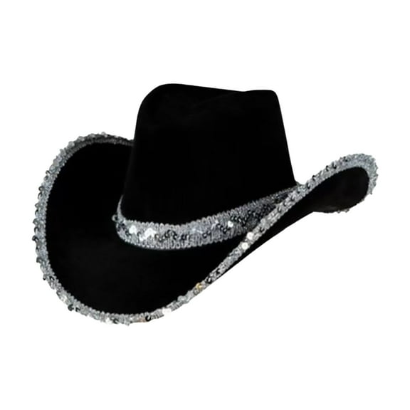 Dowegor Cowboy Hat, Women's Masquerade Party Silver Trimmed Cowboy Hat Silver Trimmed Western Cowboy Hat, Cowgirl Hat, Cowboy Hats for Women, Cowboy Hat Men