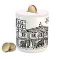 thumbnail image 1 of Italy Piggy Bank, Vintage Famous Cityscape of Rome Illustration Hand Drawing Sketch Pattern Print, Ceramic Coin Bank Money Box for Cash Saving, 3.6" X 3.2", Black and White, by Ambesonne, 1 of 4
