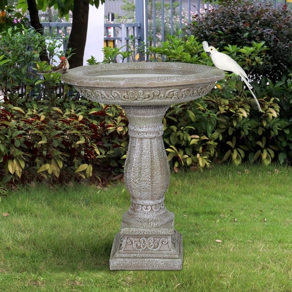Antique Pedestal Bird Bath, Bird Baths for Outdoors, Concrete Bird Bath Bird Feeder Seed Tray for Garden Yard Decor