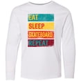 thumbnail image 3 of Inktastic Skateboarding Eat Sleep Skateboard Repeat Long Sleeve Youth T-Shirt, 3 of 5