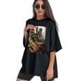 thumbnail image 3 of Plus Size Shirt for Women Black Tops for Women Short Sleeves Shirt for Women Castle (48） T Shirt Crewneck Shirt for Women XL, 3 of 5