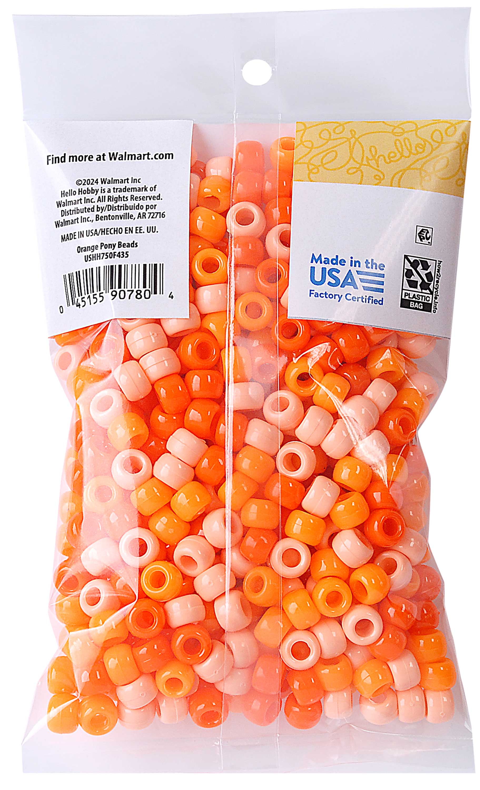 Hello Hobby Ombre Mix 9x6mm Plastic Pony Beads 500 Pieces Orange