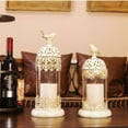 thumbnail image 4 of Moroccan Style Candlestick Candle Holder with Glass Cover Iron Bird Cage Candlestick Holder Stand Lantern Desktop Ornaments (B2), 4 of 7