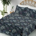 thumbnail image 3 of Ambesonne Boho Forest Fitted & Flat Sheet with Shams 4 Pcs Set, Exotic Leaf Pattern, Full, Charcoal Grey and Plum, 3 of 5