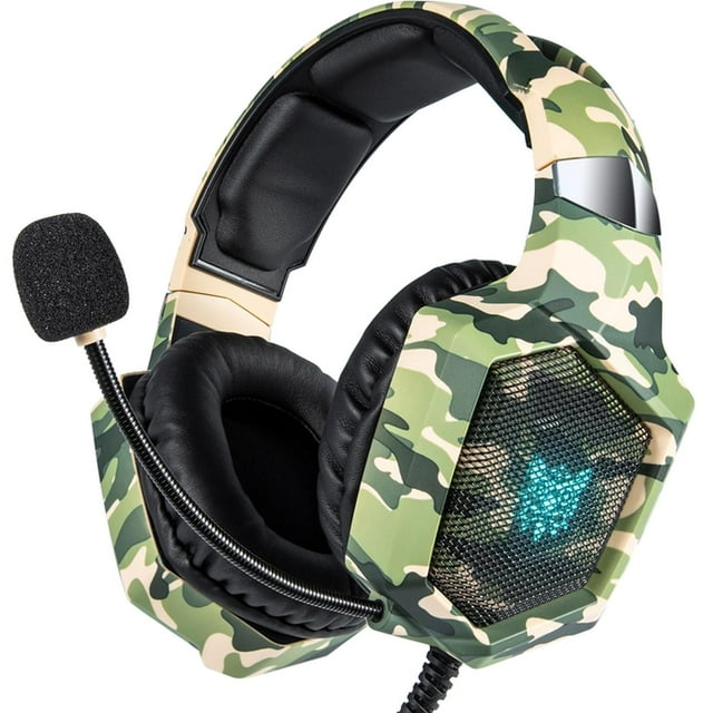Audifonos Gamer Onikuma K8 Ajustable Microfono 3.5mm LED Camuflaje Verde
