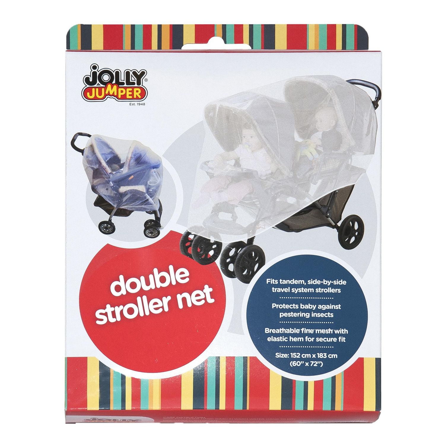 Jolly Jumper Double Stroller Net Breathable Mesh Insect Shield