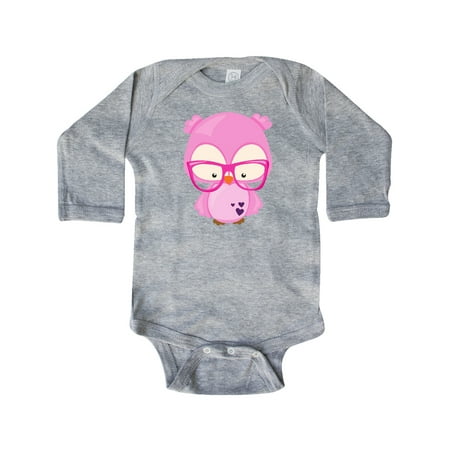 

Inktastic Valentine s Day Owl Pink Owl Glasses Hearts Gift Baby Boy or Baby Girl Long Sleeve Bodysuit