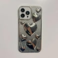 thumbnail image 4 of Compatible with iPhone 14 Pro Max Bling Case Glitter 3D Love Heart Electroplating Glossy Gradient Shiny Clear Cute Luxury Fashion Unique Shockproof Protection Cover for Women Girls Silver, 4 of 7