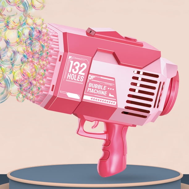 Máquina De Pompas De Jabón Máquina de burbujas de 132 agujeros a prueba de fugas juguetes automáticos de pistola de burbujas para el verano (rosa) Wdftyju Libre de BPA