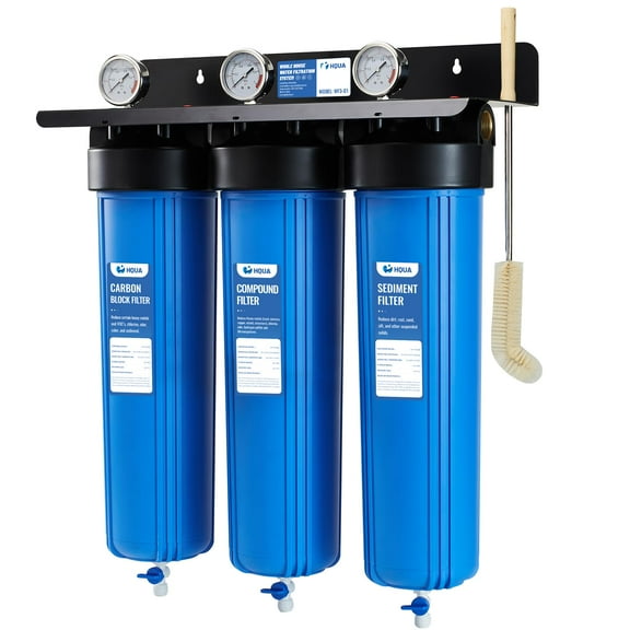 3-Stage Whole House Water Filtration System, Reduces Heavy Metals (Lead, Mercury, Copper, Nickel, Chromium), Chloramine, Sediment, Odor, and VOC’s