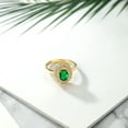 thumbnail image 4 of Gem Stone King 18K Yellow Gold Plated Silver Oval Green Nano Emerald Halo Engagement Ring for Women (1.95 Cttw, Gemstone May Birthstone, Oval 8X6MM, Size 6), 4 of 4