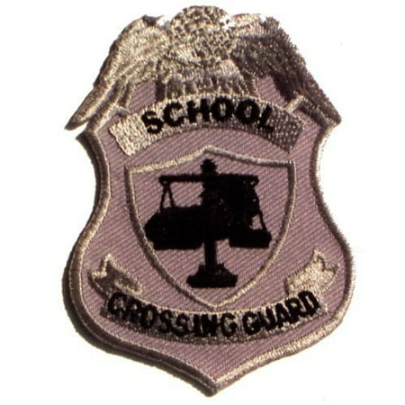 Guard Emblem - SCHOOL CROSSING GUARD Uniform Patch Emblem Insignia SILVER (2 Patches Included !!), By HWC