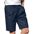 thumbnail image 3 of Eltusu Men's Athletic Shorts with Elastic Waist, Solid Color Knee Length Relaxed Fit Summer Sports Shorts Navy Size M, 3 of 7