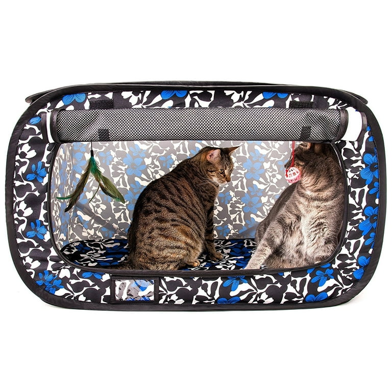 CHEERING PET cHEERINg PET cat Travel cage Portable cat condo collapsible  Litter Box Foldable Feeding Bowl Hanging Feather Teaser and Ball car