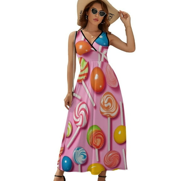 Candy Pattern Rainbow Lollipop Sleeveless Dress Summer Women Clothes Dress for Pregnant Women Dresses