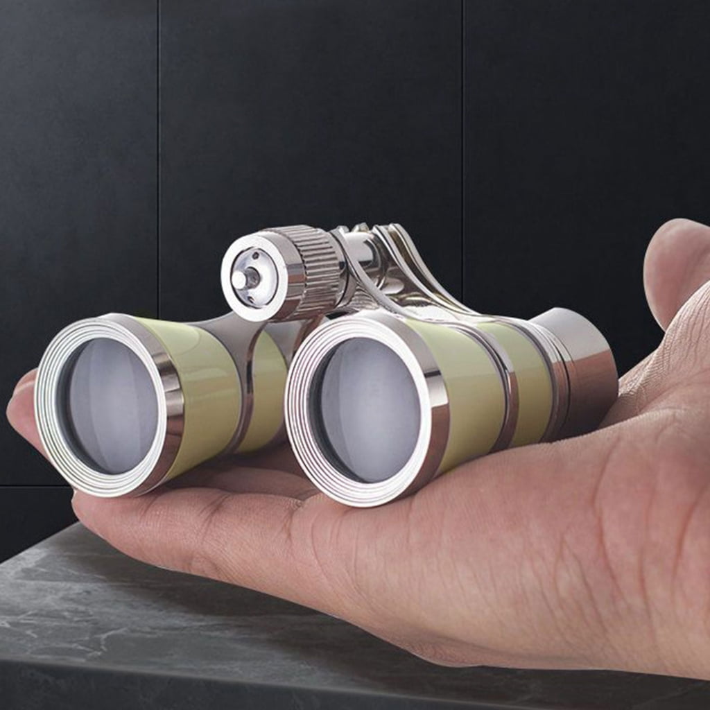 Portable Small Binocular Operas Theater Glasses Metal Operas Glasses with Chain Women Enduring