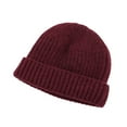thumbnail image 3 of Chapeaux d'Hiver en Laine Tricotée Melon Protection Mode Bonnets Décontractés Accessoires de Ski Cyclisme Rouge, 3 of 6