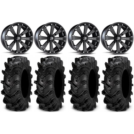 MSA Black Kore 14 UTV Wheels 28 Cryptid Tires Kawasaki Mule Pro FXT