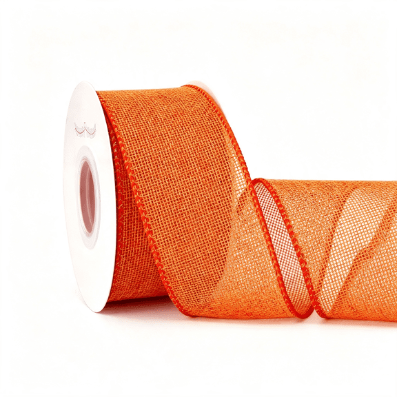 BZCOE Orange Wired Ribbon,Orange Burlap Ribbon 2 Inch X Continuous 10 Yard, Fall Ribbon for Big Bow,Wreath,Tree Decoration,Fall Outdoor Decoration Burlap Ribbon