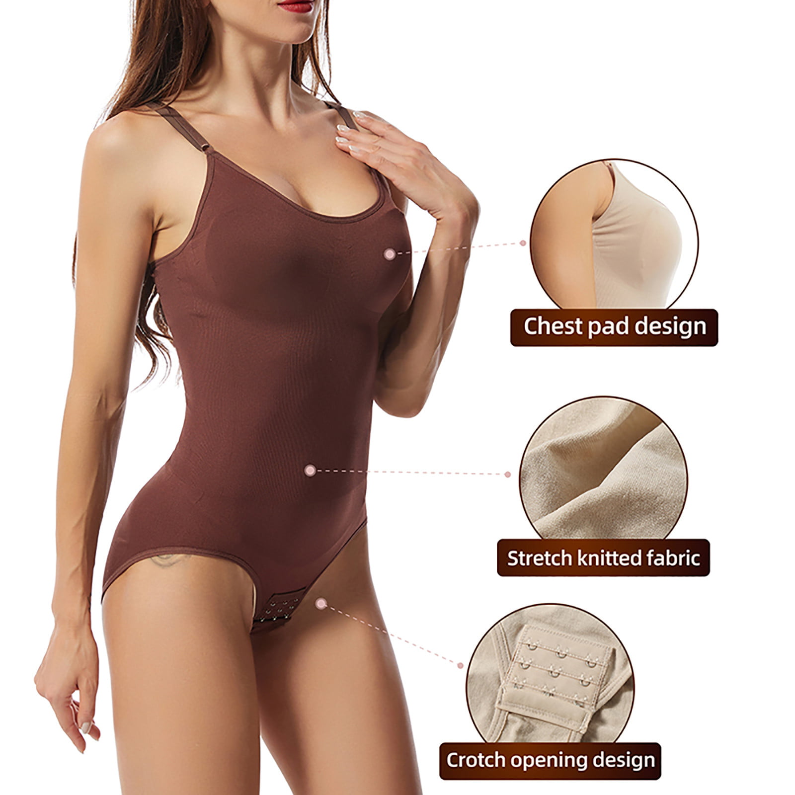 Herrnalise Firm Tummy Compression Bodysuit Shaper with Butt Lifter Women's  Abdomen Closing OpenHip Lifting Sling Underwear One-Piece Body Shaping  Clothes Brown 