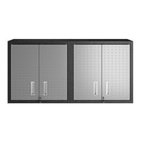 Fortress 30" Floating Textured Metal Garage Cabinet with Adjustable Shelves in Grey - Set of 2