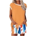 thumbnail image 2 of gbyLJF Shorts Set for Women Summer Two Piece Short Sleeve Sweatsuit Crewneck Tops Matching Drawstring Shorts Sets, 2 of 6