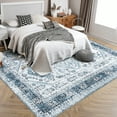 thumbnail image 2 of Hasoo Area Rug 9' x 12' Floral Area Rug for Living Room Washable Soft Indoor Floor Carpet, Blue, 2 of 7