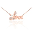 thumbnail image 1 of 14K ROSE GOLD "LOVE" HEART DIAMOND NECKLACE :  16", 1 of 1