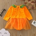 thumbnail image 5 of mgoYE Girl Clothes My First Halloween Baby Girl Outfit Pumpkin Tulle Dress Romper Cute One Piece Onesie Fall Winter Clothes|Orange 3-6 Months, 5 of 8