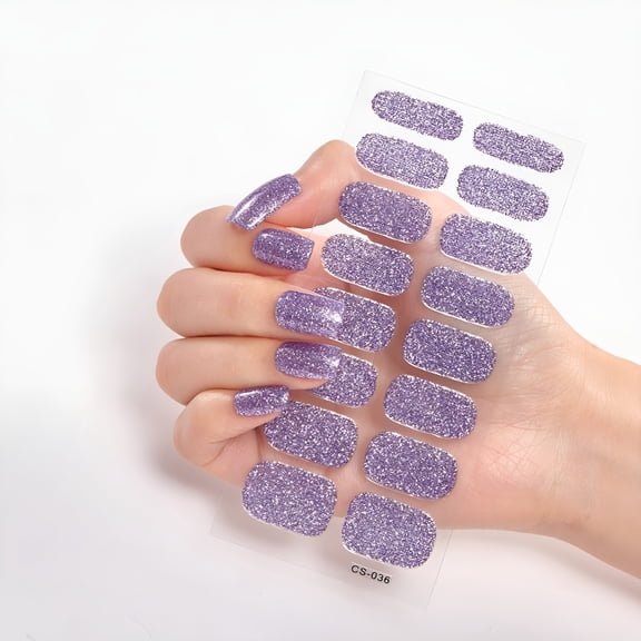 RAGUPEL 16 Sheets Glitter Nail Wraps Nail Polish Stickers Self Adhesive Nail Art Decals Strips In Solid Colors for Women Girls DIY Manicure Nail Art Decoration