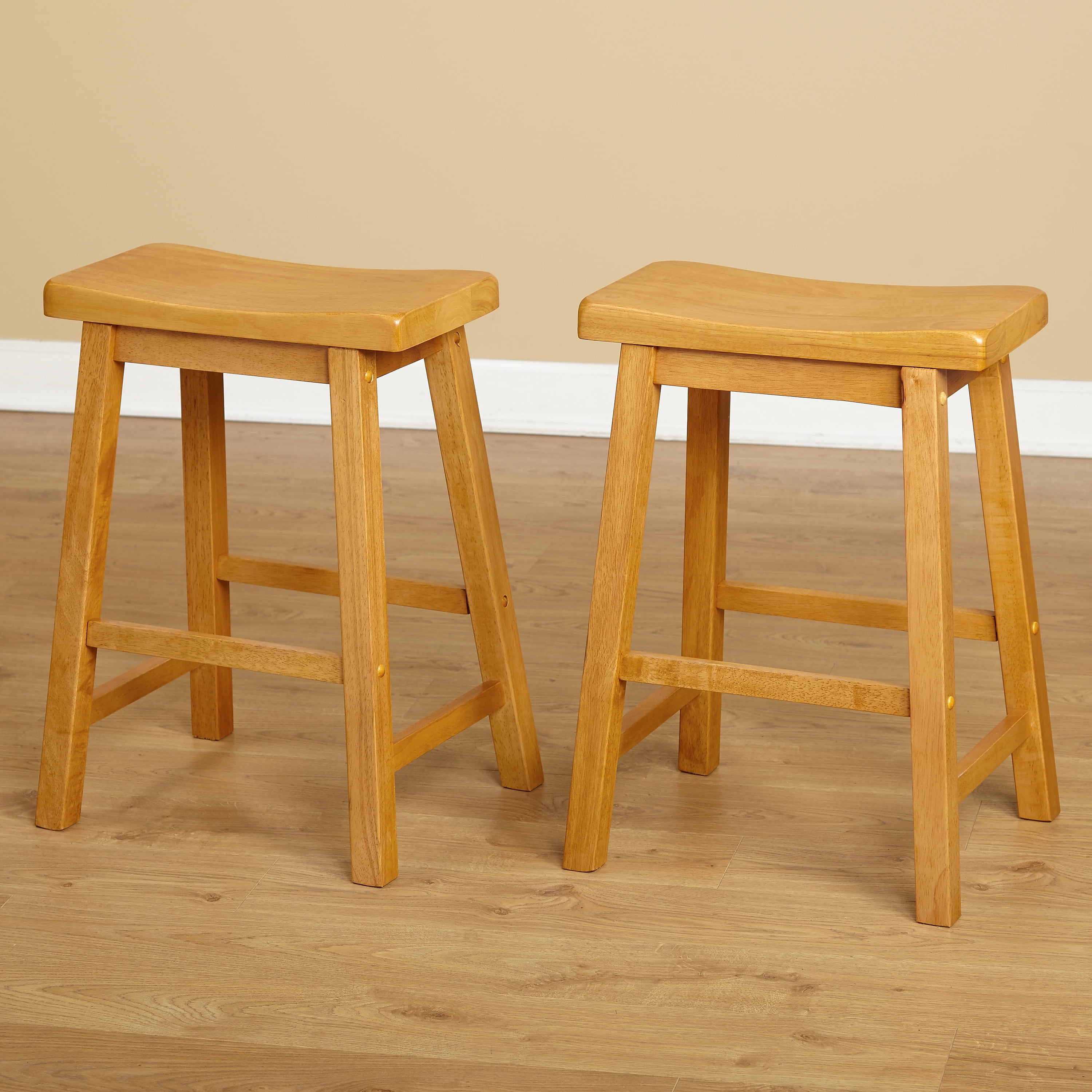 Belfast Rectangular Saddle Bar Stools, Oak (Set of 2)