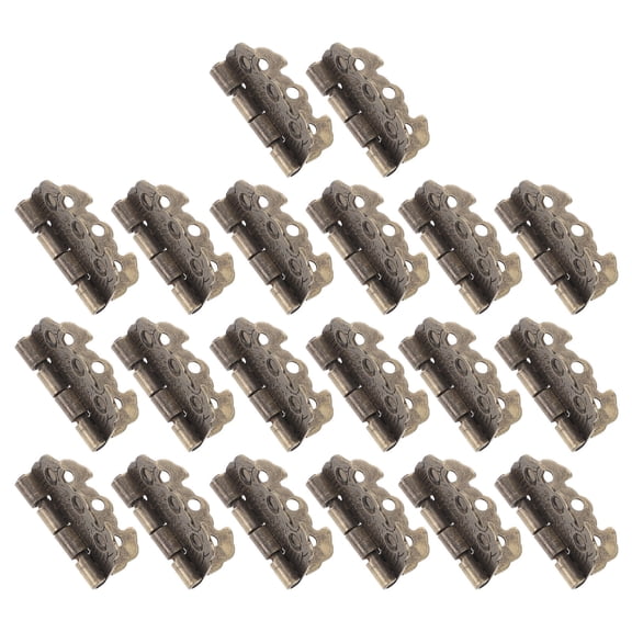 Nicehomfit 20Pcs Small Antique Bronze Folding Hinges for Jewelry Boxes and Wooden Chests with Retro Engraved Design