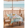 thumbnail image 2 of Outdoor Tablecloth with Umbrella Hole for Patio/Picnic/Party/Camping, Summer Coastal Waterproof Table Cloth Rectangle Table Cover Washable, Nautical Sea Coral Shell Starfish Wood Gray (60"x 120"), 2 of 8