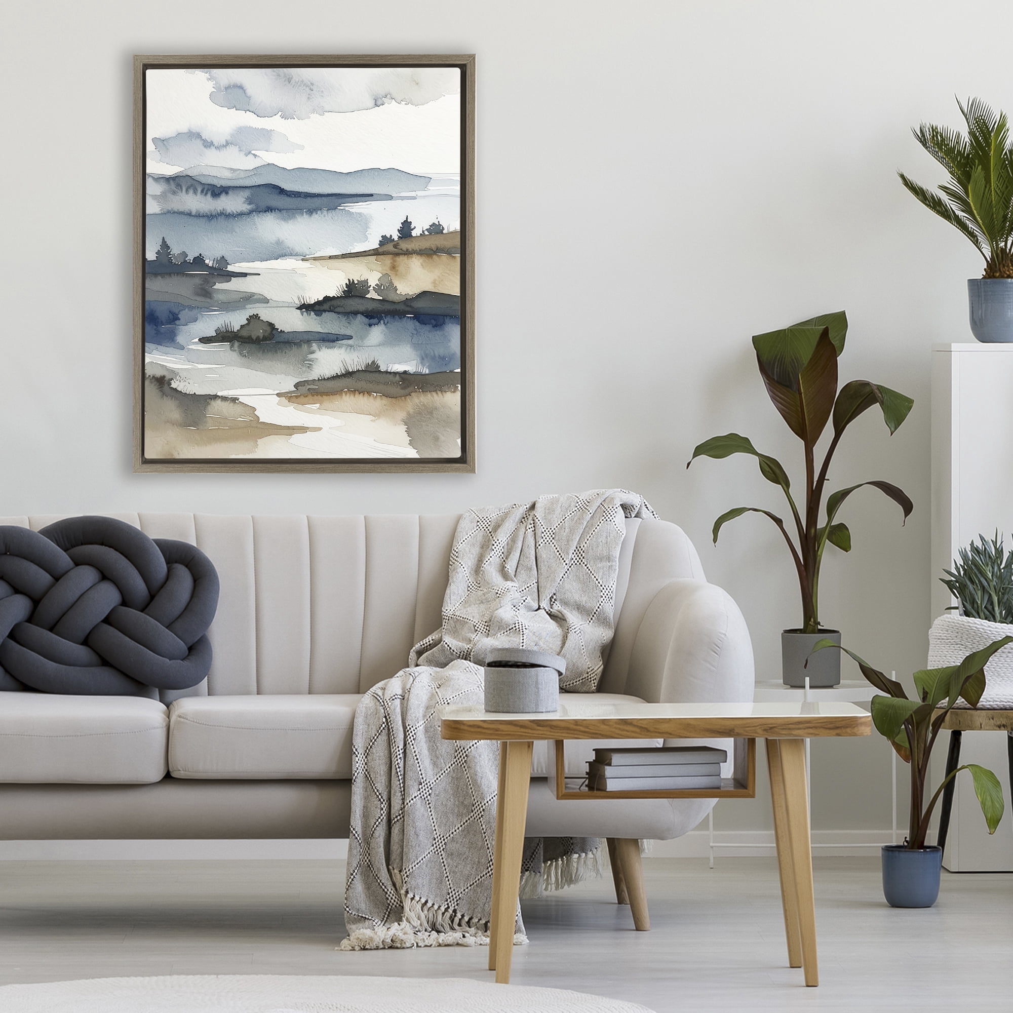Stupell Industries The Flow Of Water Brown Framed Floater Canvas Wall Art, design by Alonza Saunders
