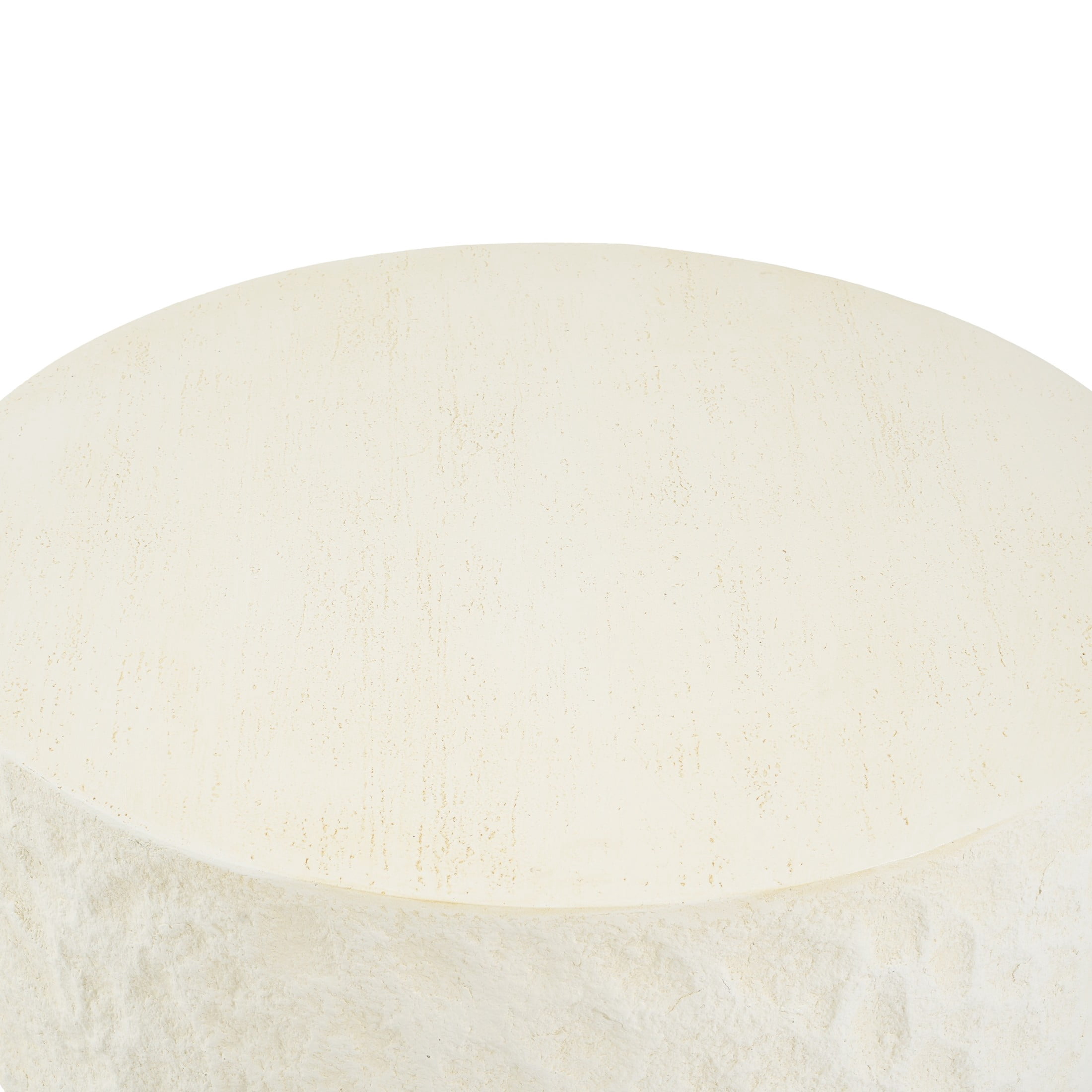Christopher Knight Home 31.5" Lightweight Outdoor MGO Round Drum Coffee Table, Stone Look, Cream