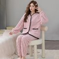 thumbnail image 3 of Conjunto de pijama de franela gruesa para mujer, ropa de dormir cálida, larga, Coral, Polar, Invierno, 3 of 4