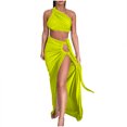 thumbnail image 6 of hotojiny Womens Summer Maxi Dress Fashion Sleeveless Strapless Tube Top with Side Split Long Skirts Elegant 2 Piece Sets Clubwear, 6 of 7