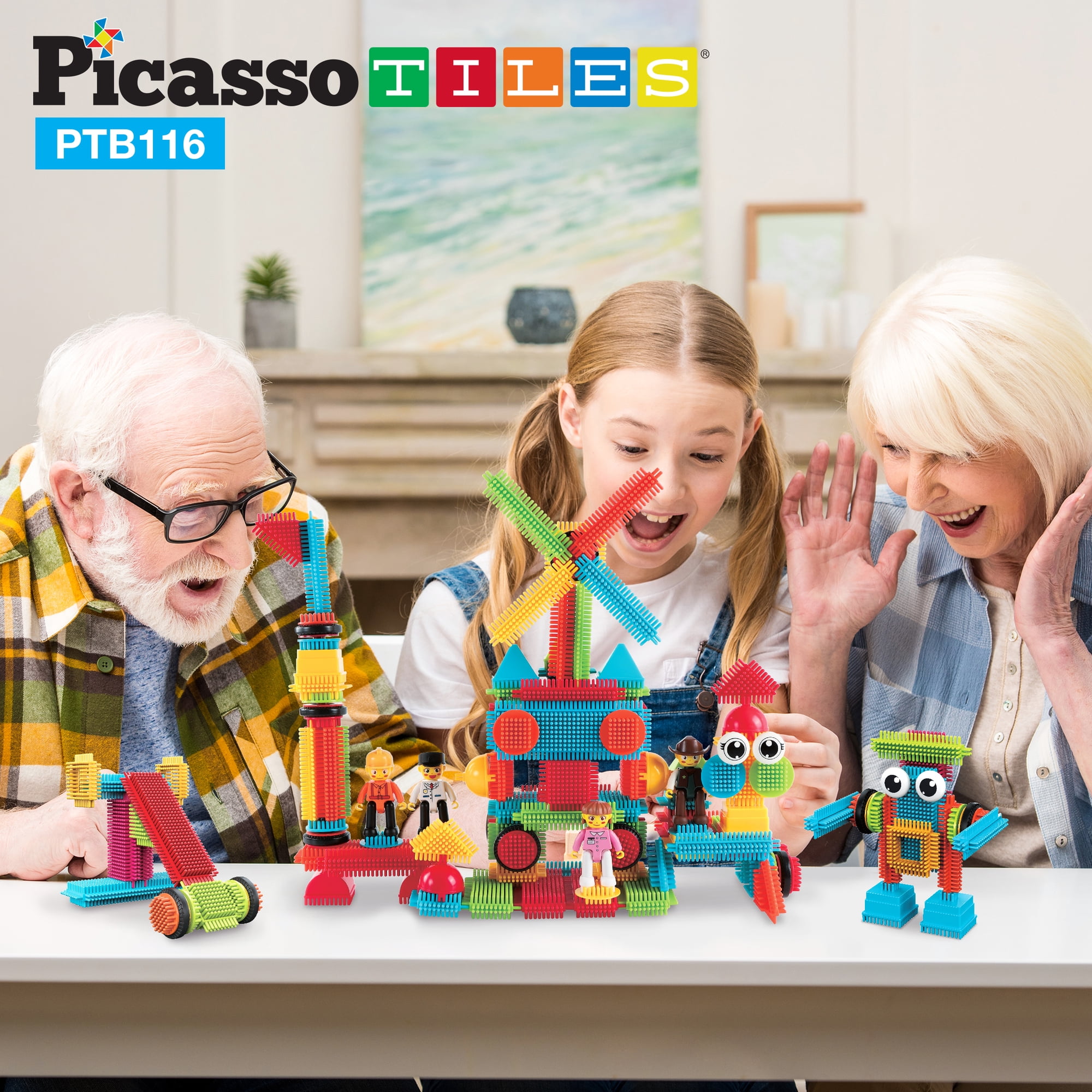 PicassoTiles Magnetic Tiles for Kids – 116PCS Hedgehog Playset STEM Building Blocks Educational Toy