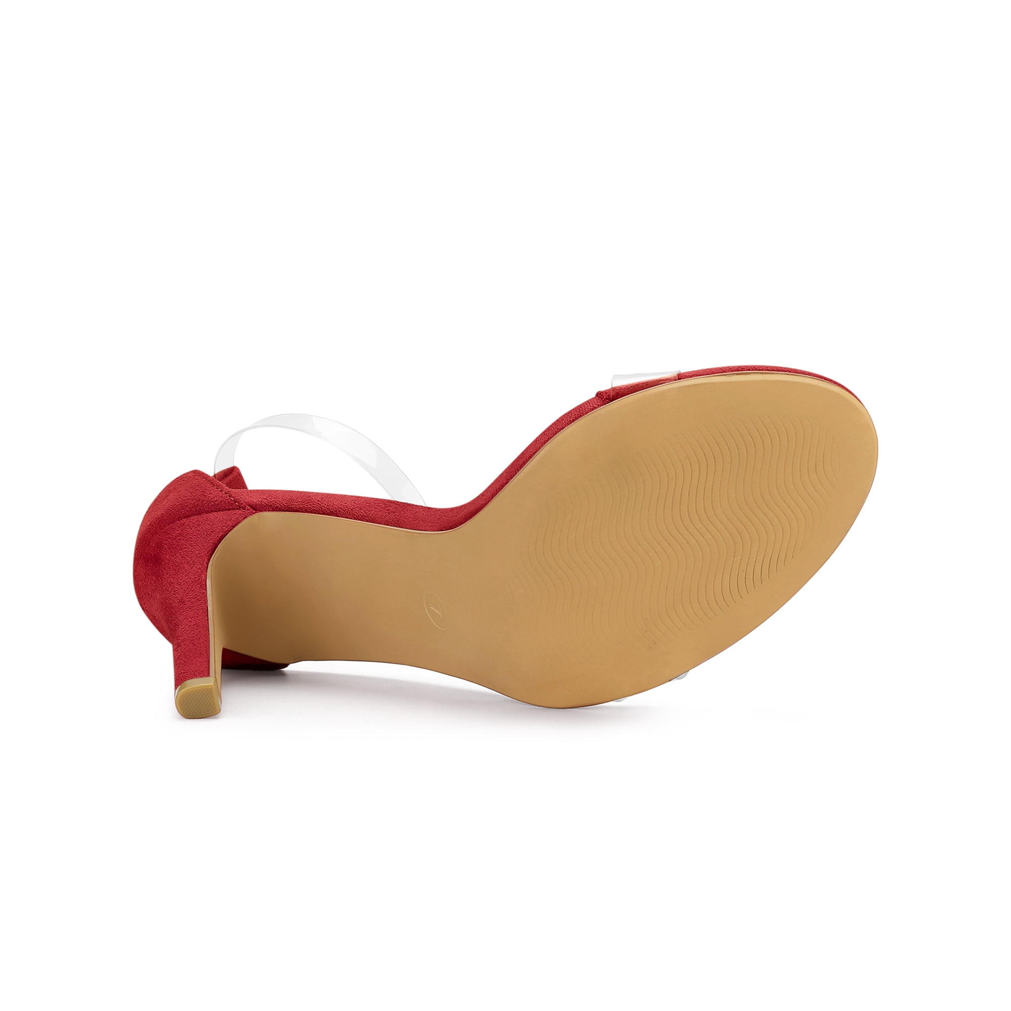 BLISSFUL STEP Women's Open Toe Clear Ankle Strap Stiletto Heel