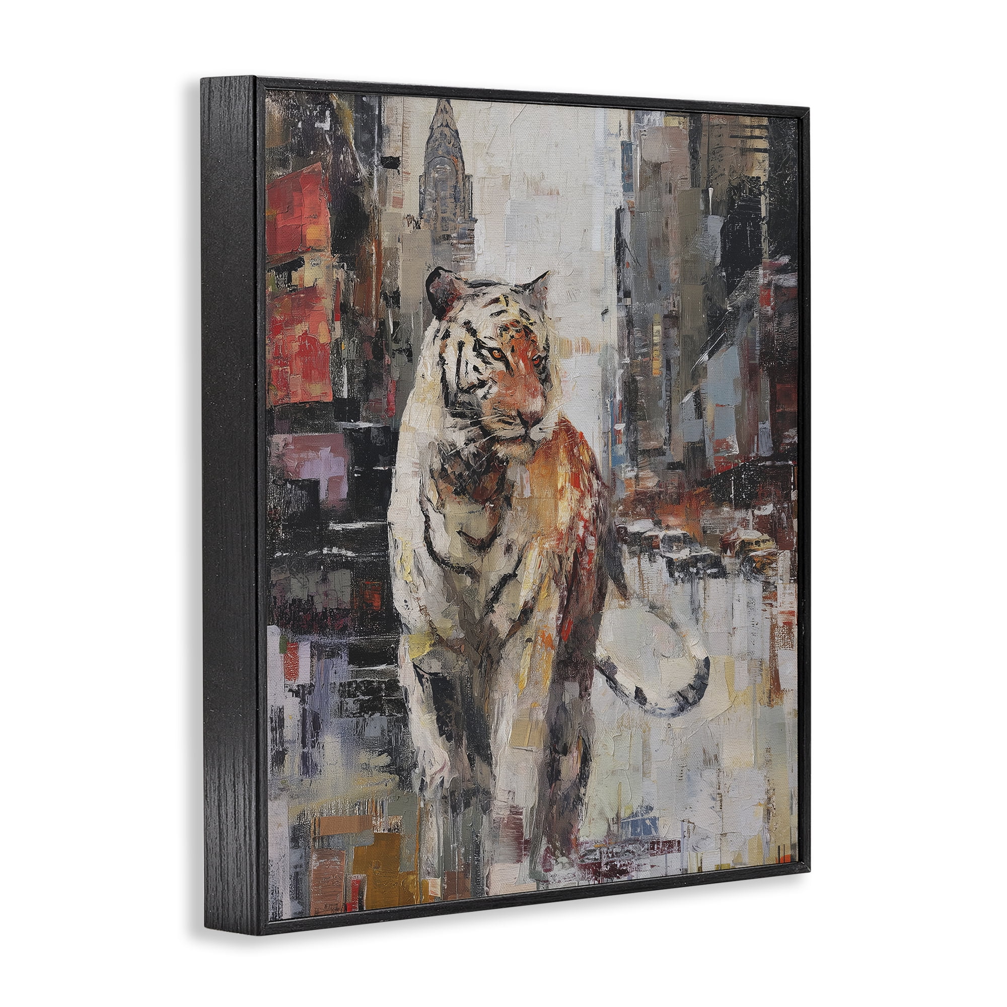 Stupell Industries Concrete Predator Roaming City Black Framed Giclee Art, design by Svetlana Aleynikova