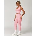 thumbnail image 4 of IDOPIP 2 Piece Workout Sets for Women Seamless Halter V-Neck Tank Top Scrunch Butt Lifting High Waist Leggings Gym Sets Active Wear Sports Outfit L Peach Pink, 4 of 6
