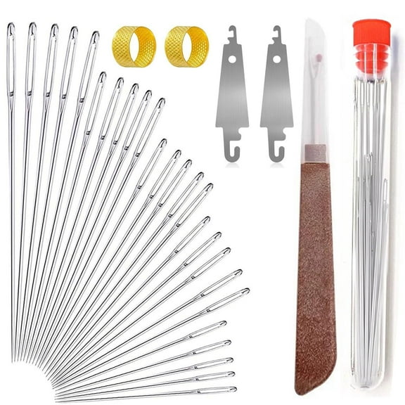 Big Eye Steel Sewing Needles Kit (31-37pcs), Stainless Steel Hand Sewing Needles for Quilting, Embroidery & DIY Projects
