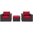 thumbnail image 2 of Afuera Living 3-Piece Aluminum and Rattan Patio Sofa Set in Red/Espresso, 2 of 6
